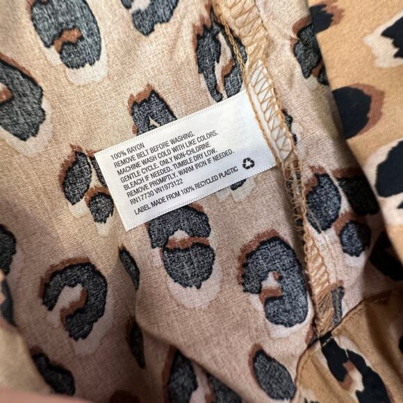 A New Day Shirtdress Brown Women S Leopard Print Short Sleeve Collared Button Up - Picture 8 of 9